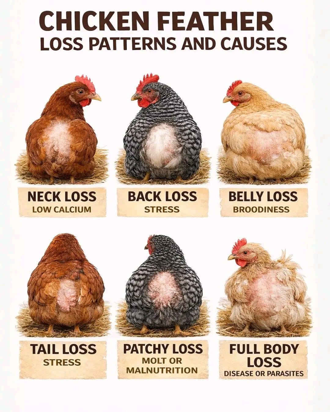 Chicken Feather Loss Patterns and Causes